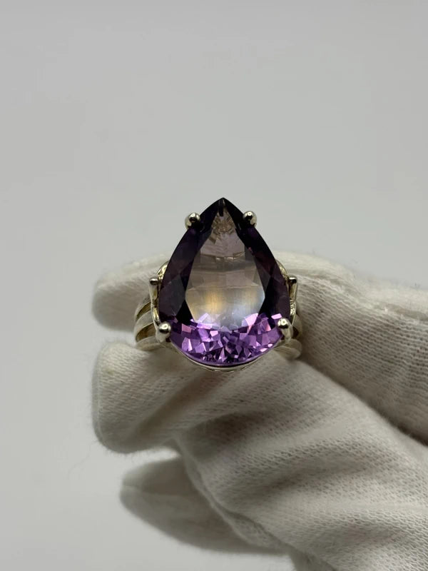925 Sterling Silver Absolutely HUGE Amethyst Statement Ring