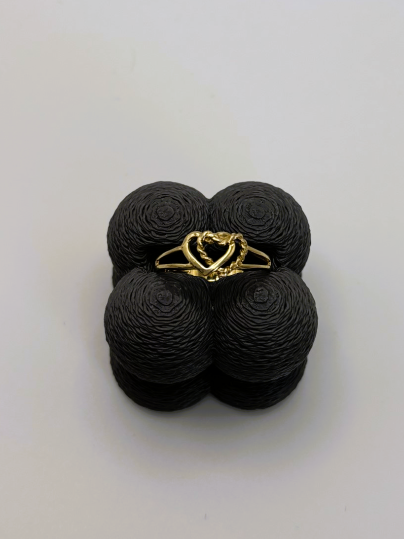 9ct Yellow Gold Super Cute Twisted Rope Double Heart Ring