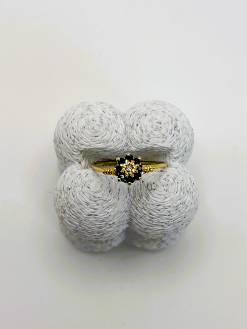 9ct Yellow Gold Petite Sapphire and Diamond Ring