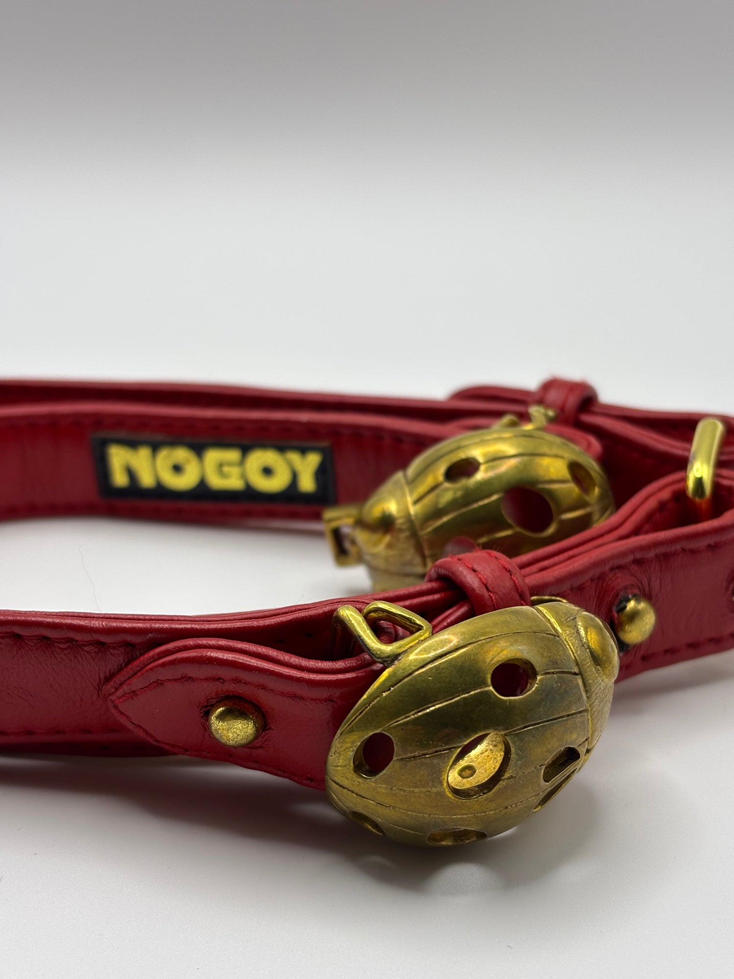 Nogoy Stunning Ladies Belt with Gold-Tone Ladybug Buckle