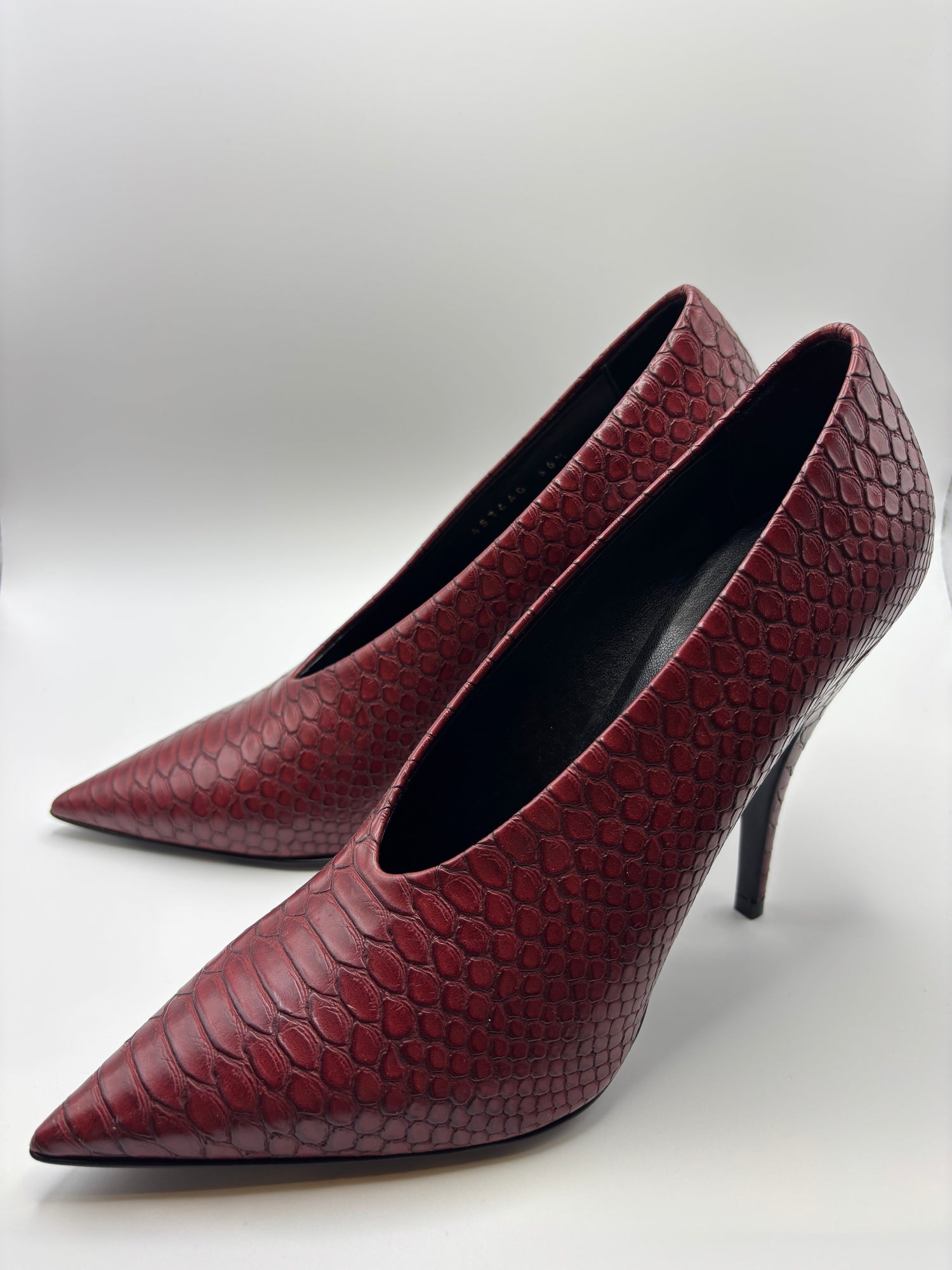 Stella McCartney Burgundy Pointed Heels Snakeskin Effect Stilettos UK3.5