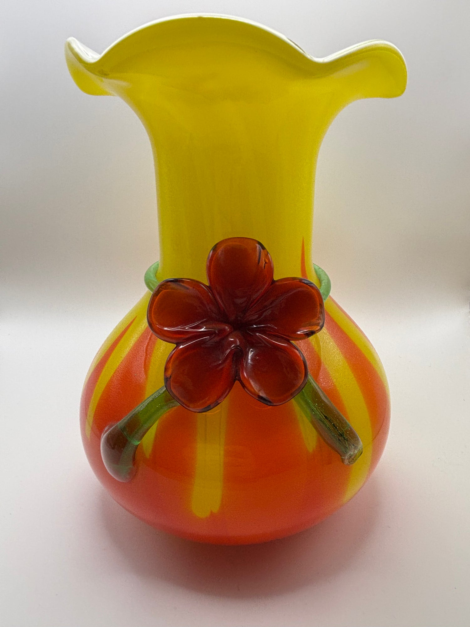 Unusual Glass Vase with Striking Flower Detail
