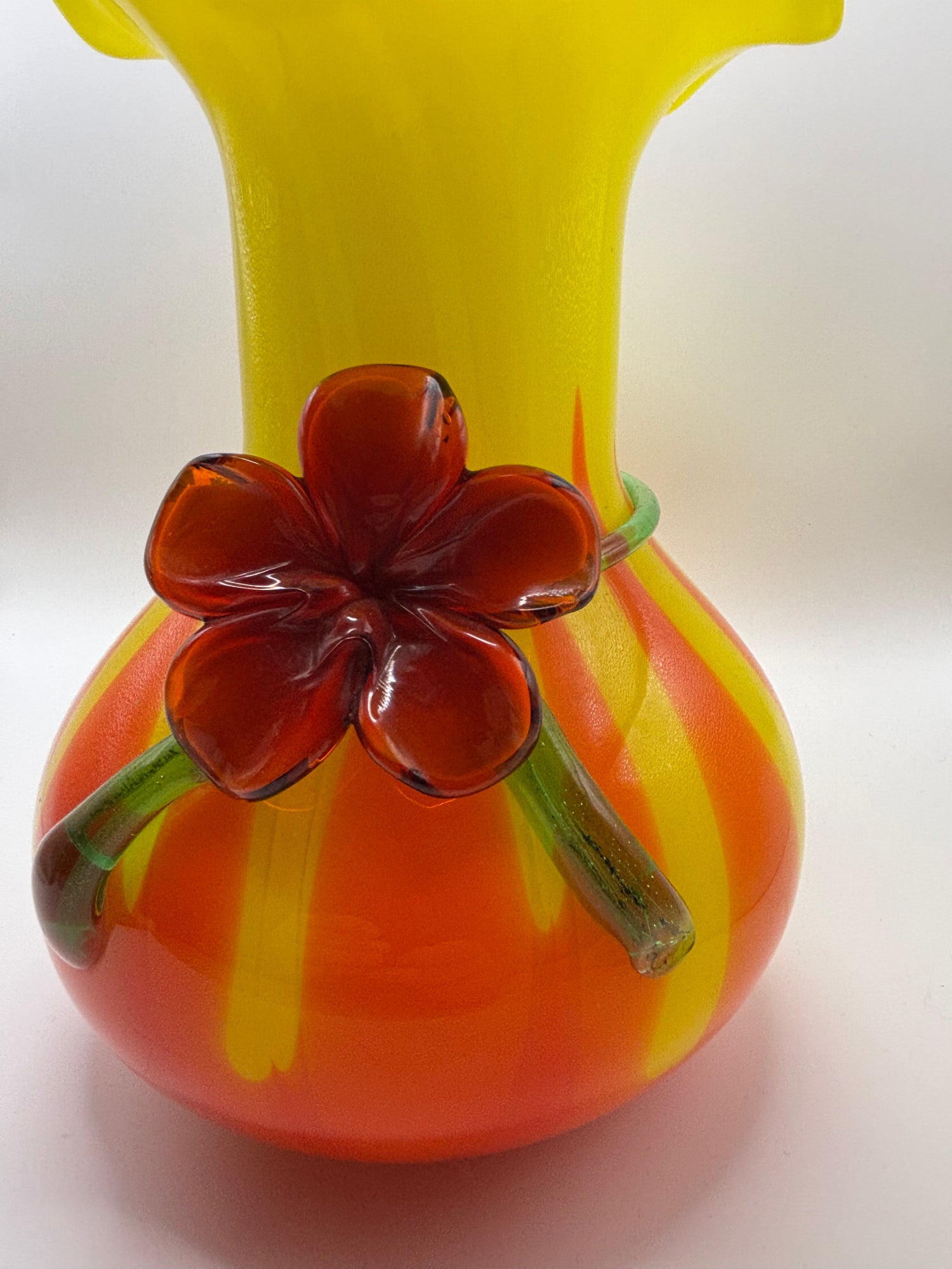 Unusual Glass Vase with Striking Flower Detail