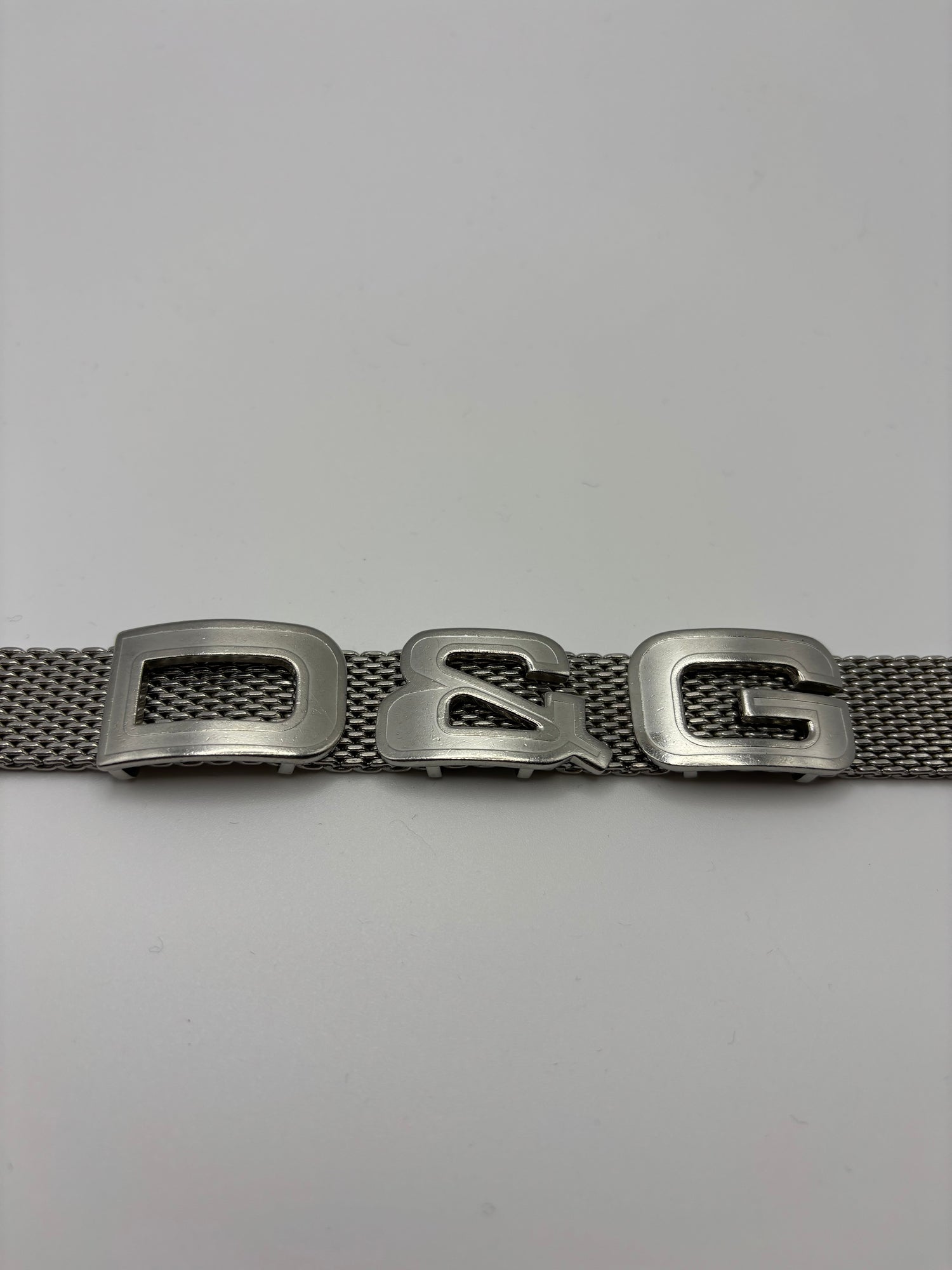 Dolce & Gabbana Unisex Stainless Steel Logo Mesh Silver-Tone Bracelet