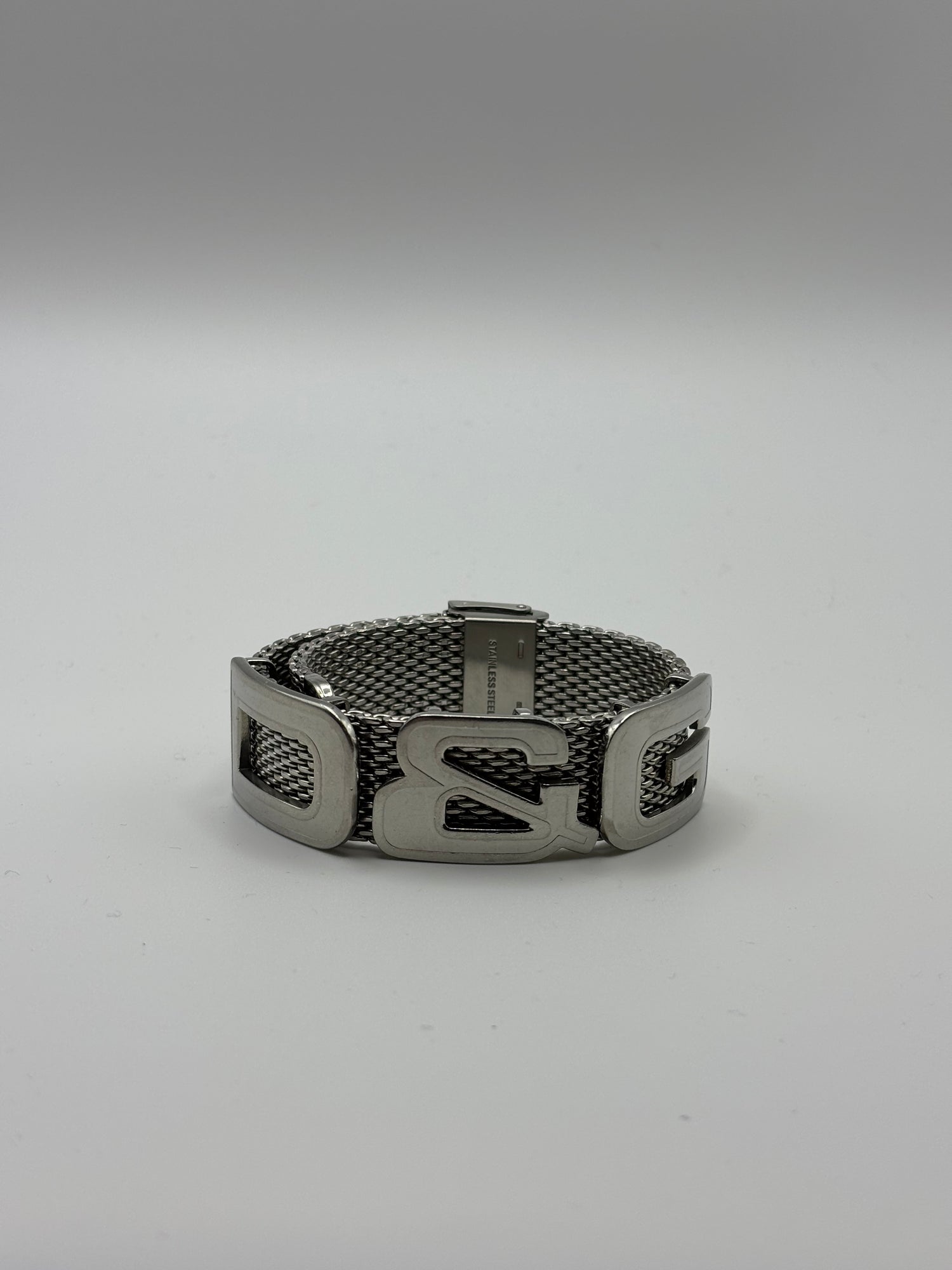 Dolce & Gabbana Unisex Stainless Steel Logo Mesh Silver-Tone Bracelet