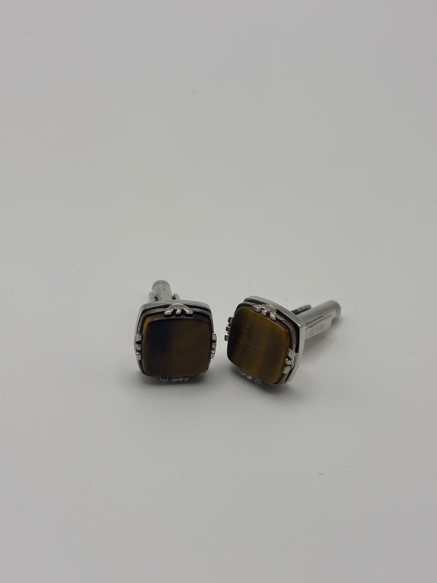 Emporio Armani Sterling Silver & Tiger’s Eye Square Cufflinks