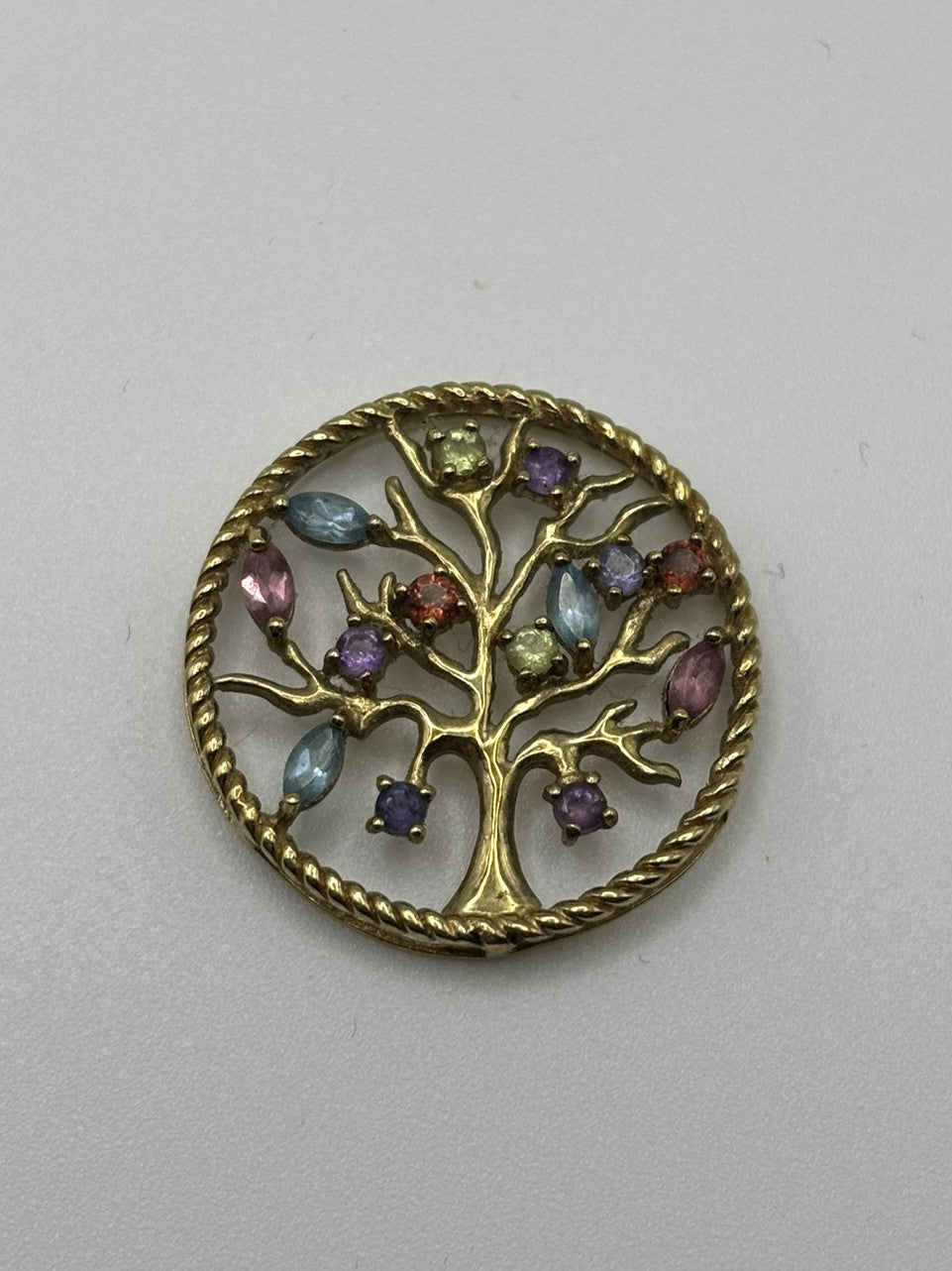 9ct Yellow Gold Multi-Gem Tree Of Life Pendant