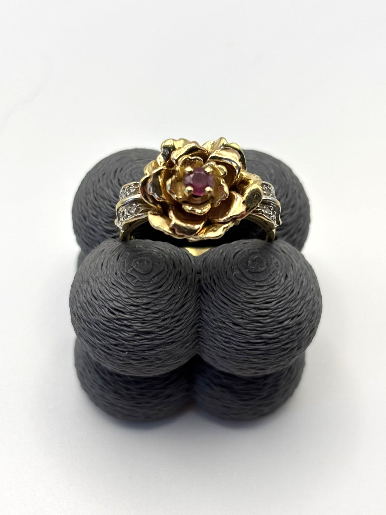 Work of Art Rose Flower Ring in 14ct Yellow Gold