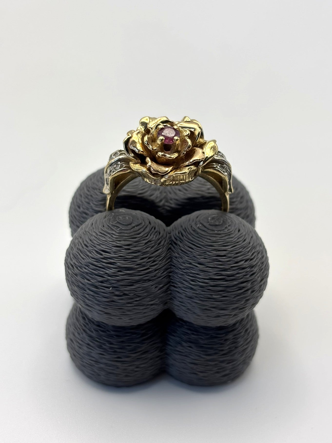 Work of Art Rose Flower Ring in 14ct Yellow Gold