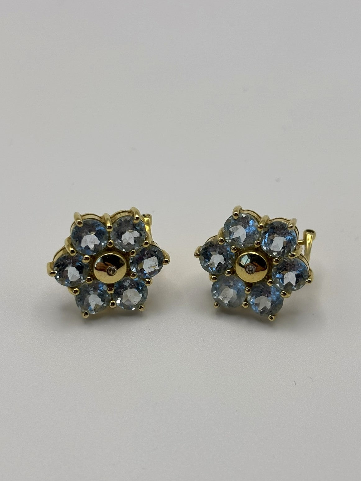 14ct Yellow Gold and Aquamarine BIG And SO STUNNING Flower Earrings