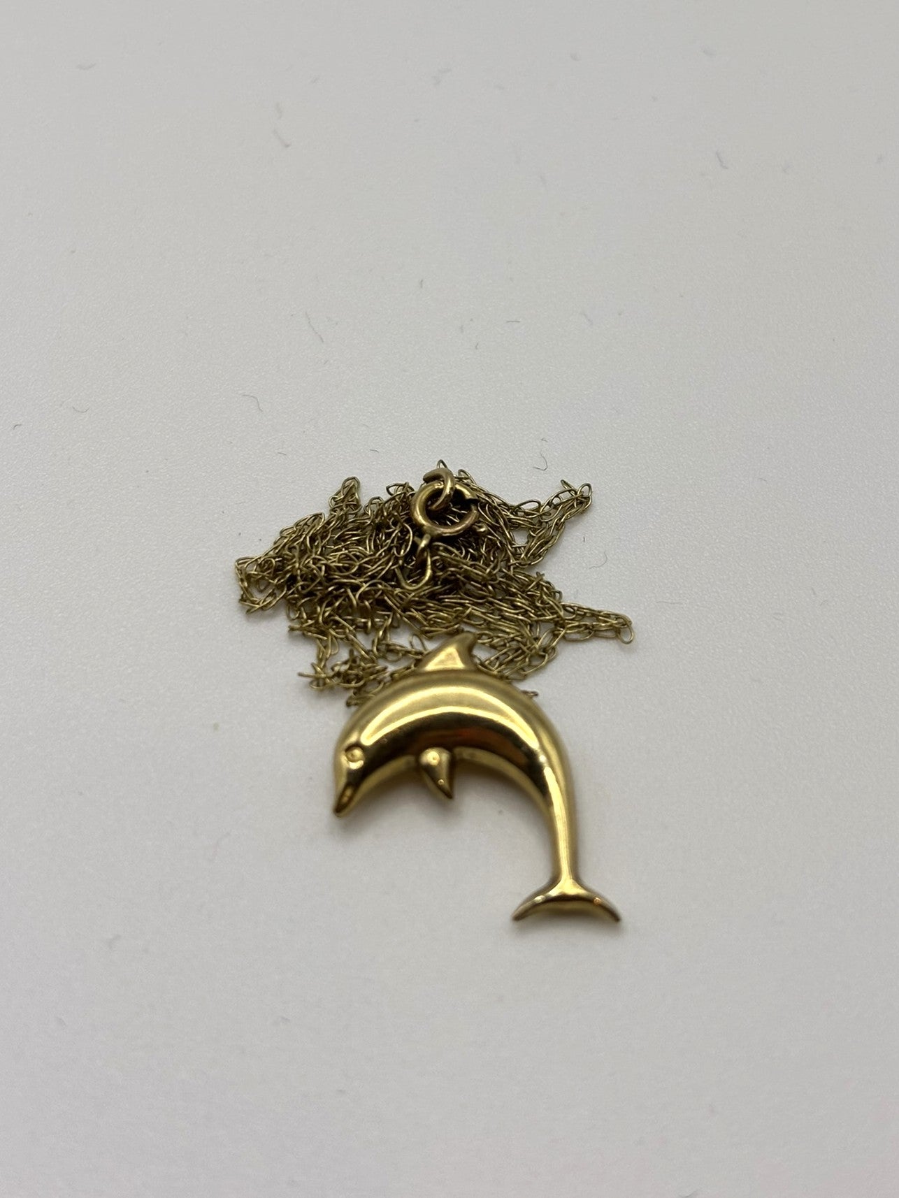 9ct Yellow Gold Chain with Delicately Looped Dolphin Pendant