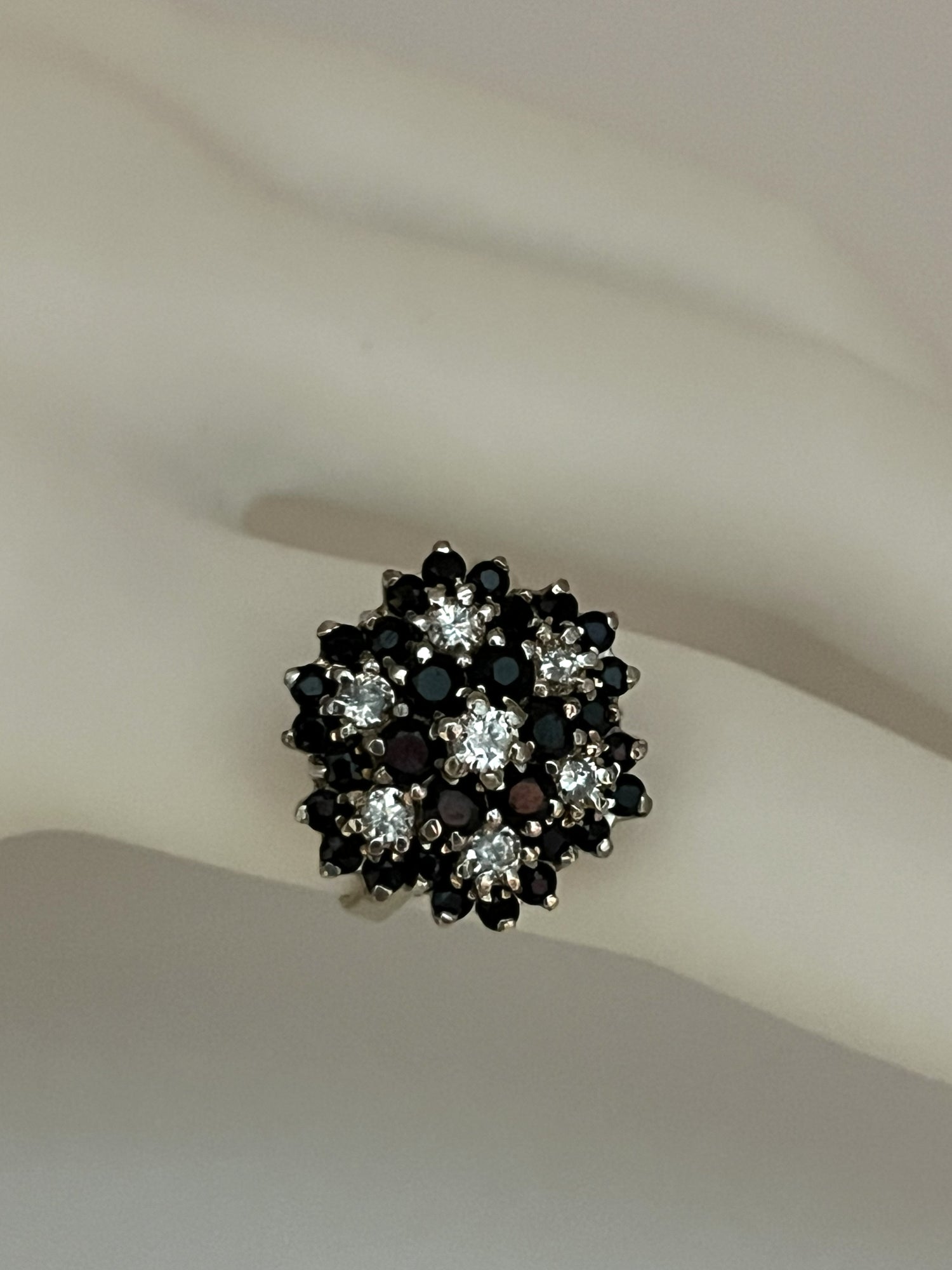 Divine 9ct Yellow Gold Sapphire and Diamond “Night Sky” Large Cluster Ring