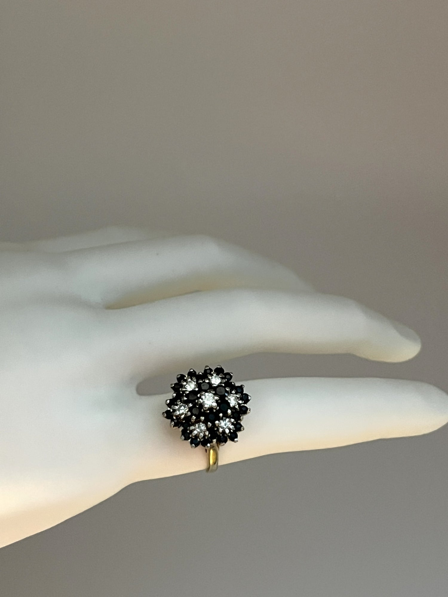 Divine 9ct Yellow Gold Sapphire and Diamond “Night Sky” Large Cluster Ring