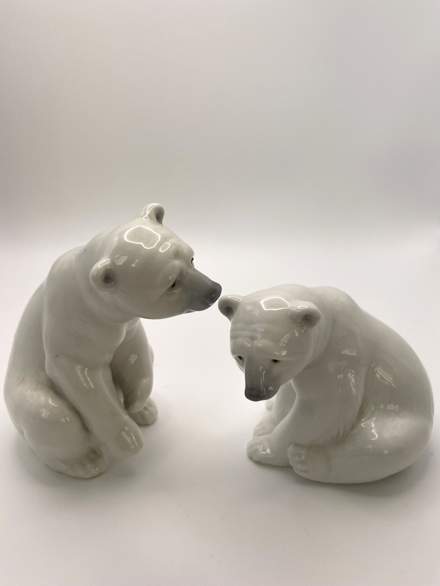 Lladró Sitting Polar Bear Figurines in Two Different Designs