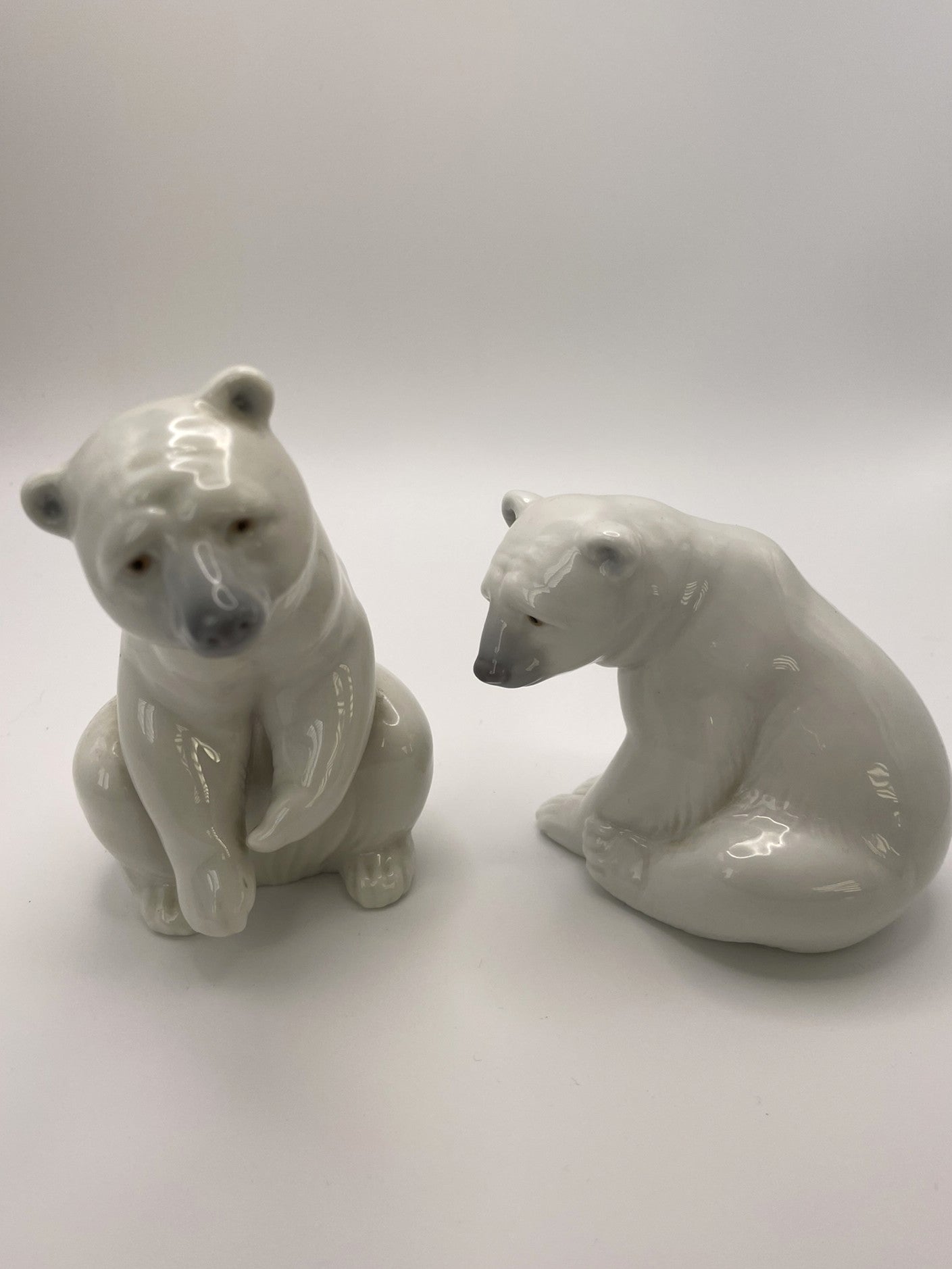 Lladró Sitting Polar Bear Figurines in Two Different Designs