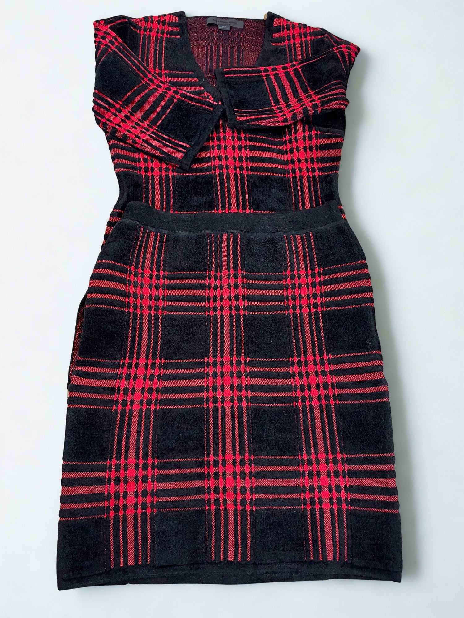 Alexander Wang Perfectly Matching Set — Black & Red Plaid Skirt & Top (Size S)