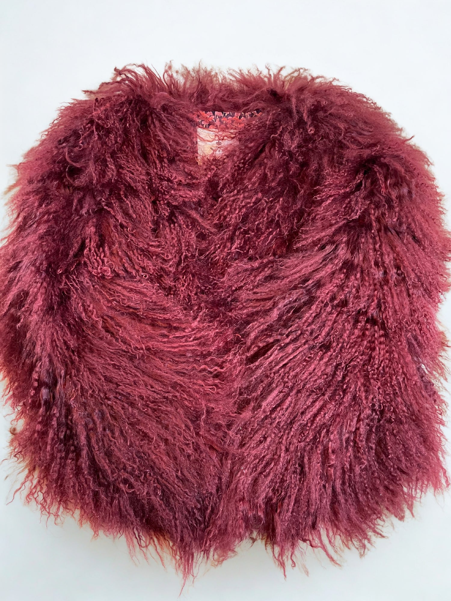 Bally Absolutely Stunning Genuine Mongolian Sheepskin Short Fluffy Coat In Burgundy Size S