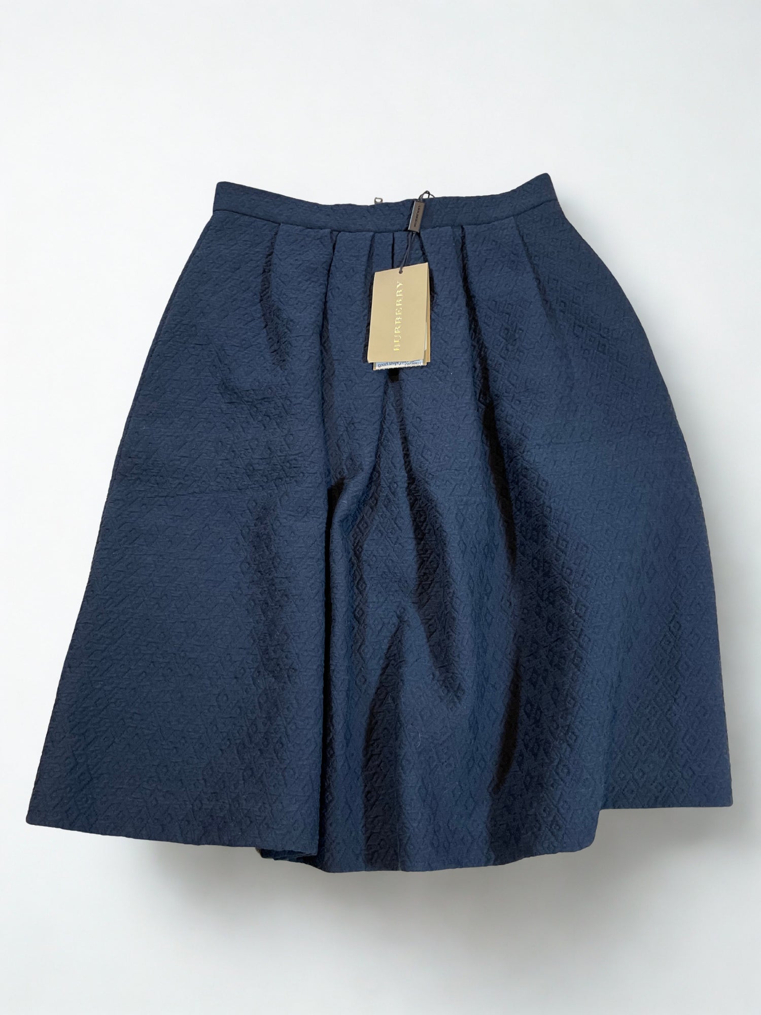 Burberry Navy Textured Flared Skirt Brand New With Tags (UK 6)