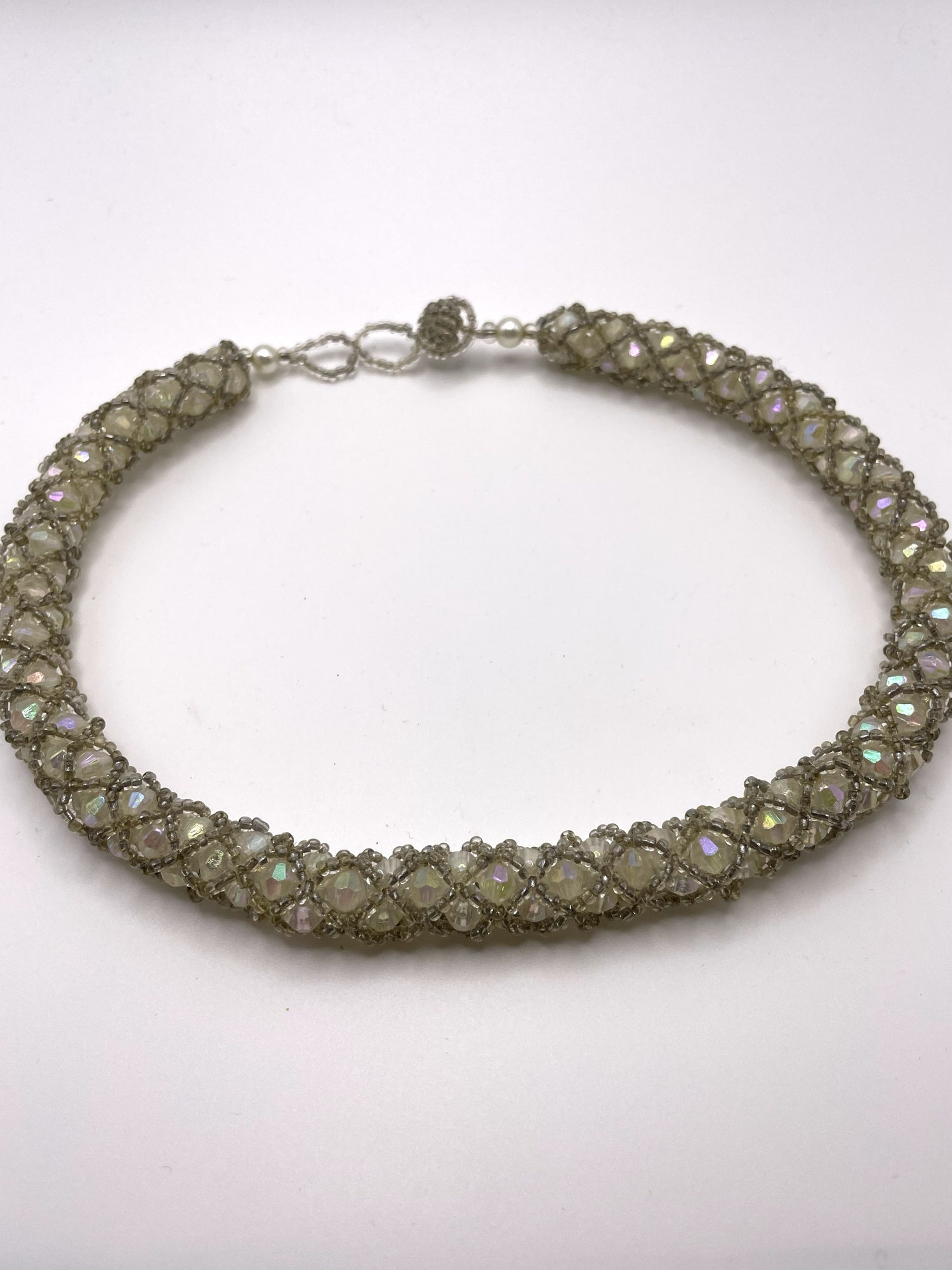 Beautiful Fascinating Chunky Glass Beads (Aurora Borealis) Necklace Featuring Big Beads Wrapped in Tiny Beads