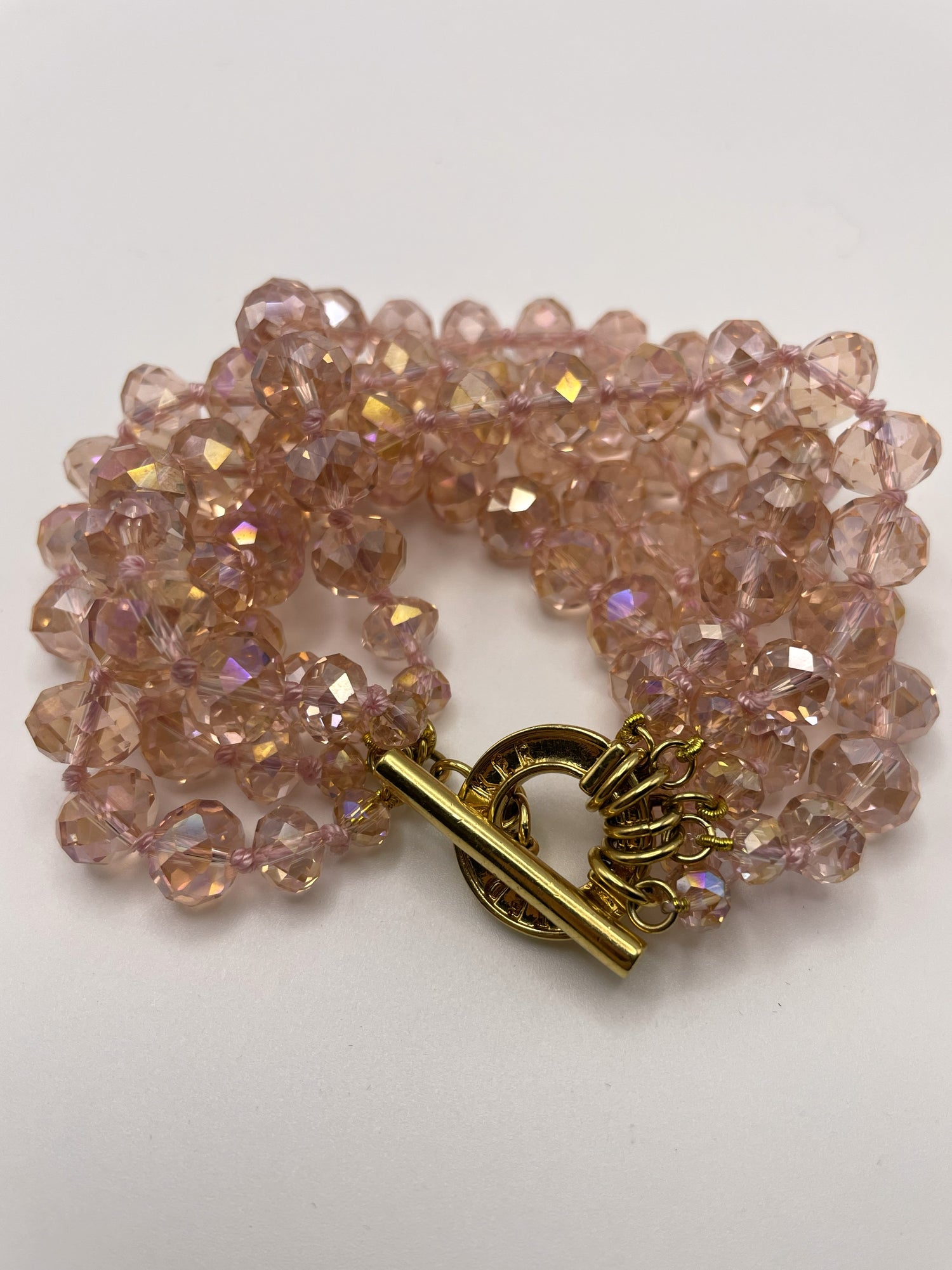 Ted Baker Chunky Heavy Cluster Bracelet with Pink Sparkling Glass Beads