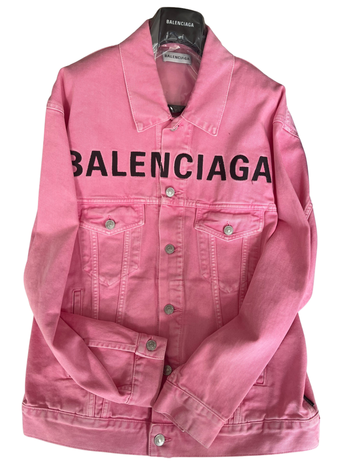Balenciaga Oversized Denim Jacket in Vintage Pink – Never Worn