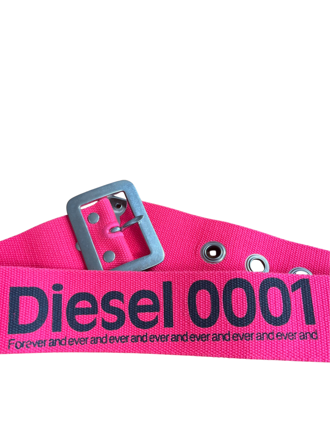 DIESEL 0001 Industrial Bright Pink Statement Belt Size 80