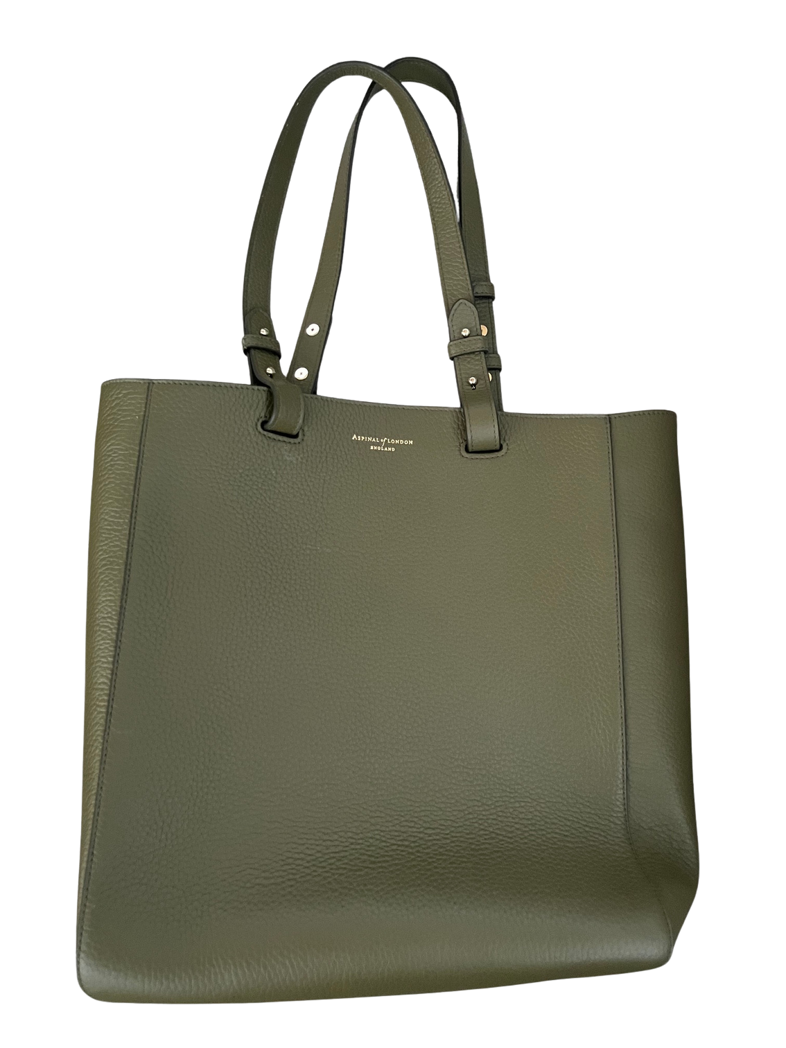 Aspinal of London England Leather Spacious Versatile Khaki/Olive Green Tote Bag