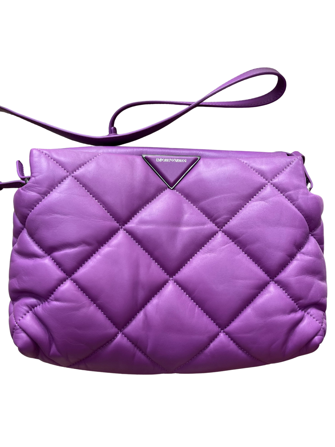 Emporio Armani Puffy Quilted Leather Crossbody/Shoulder Bag in Stunning Fuchsia