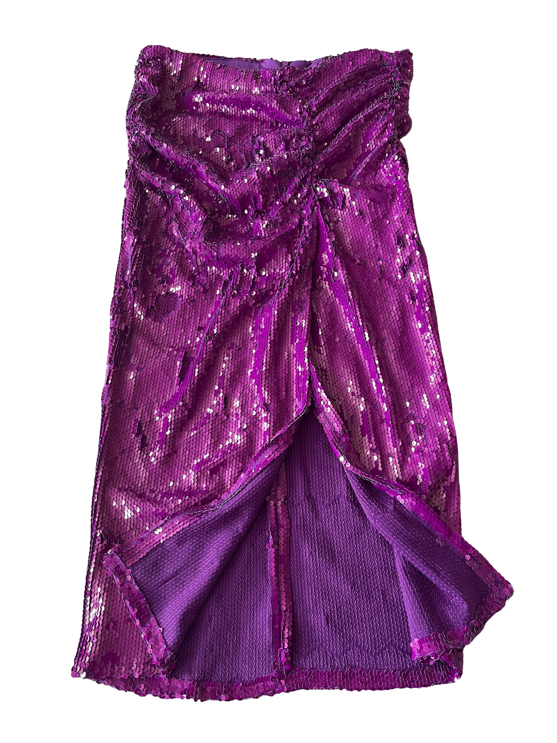 NWT Zara Purple/Fuchsia Mermaid Sequin Party Midi Skirt with Slit & Zip