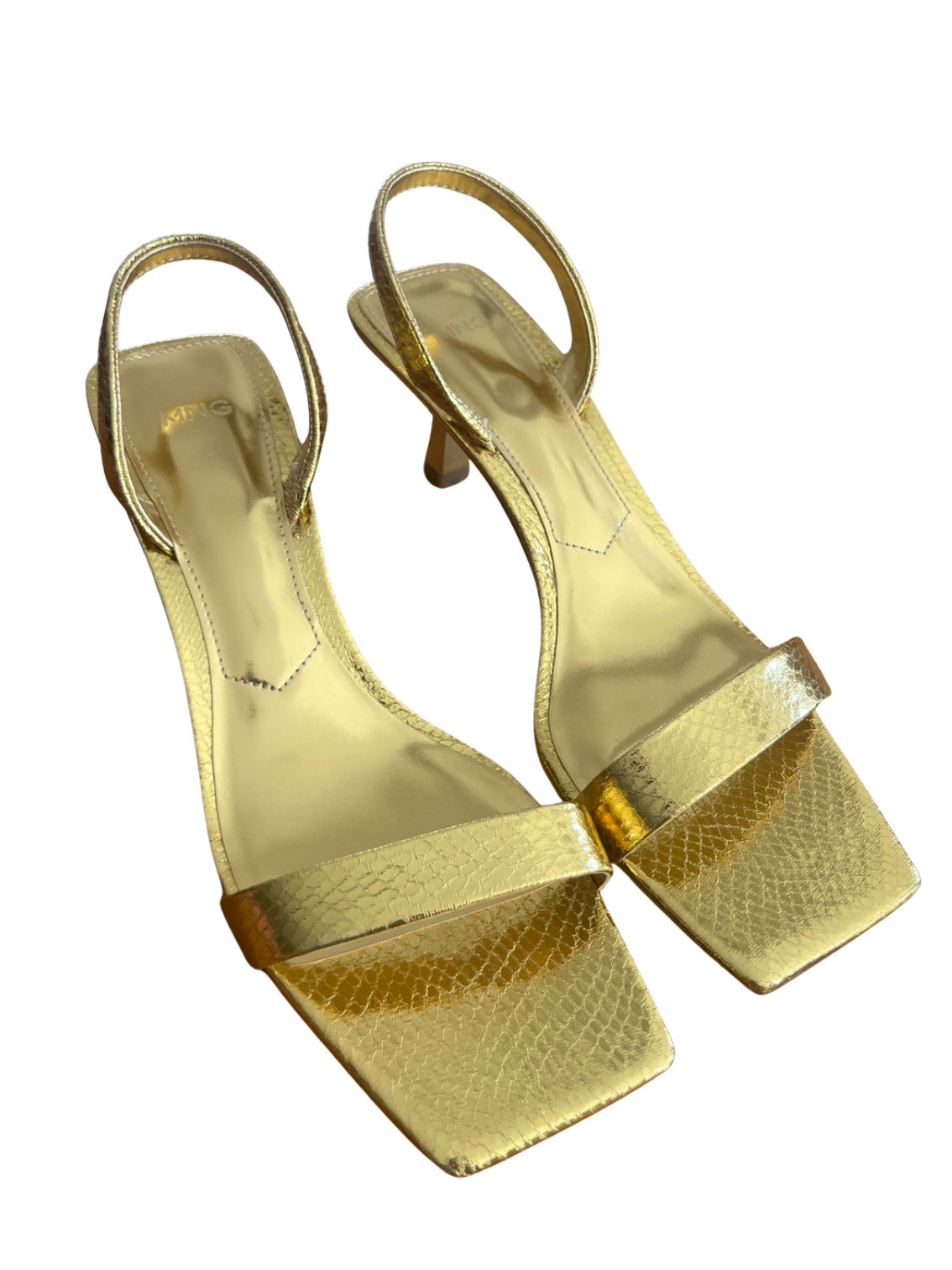 Brand New Mango Gold Snakeskin-Effect Summer Must-Have Sandals – EU 38