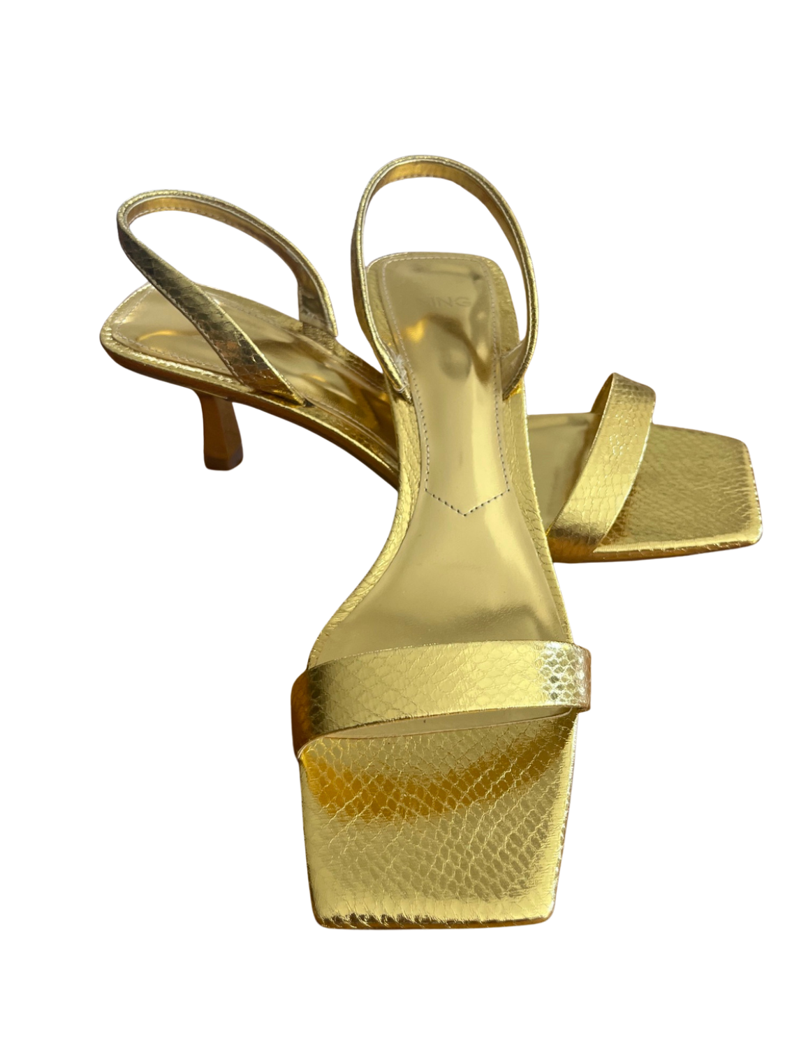 Brand New Mango Gold Snakeskin-Effect Summer Must-Have Sandals – EU 38