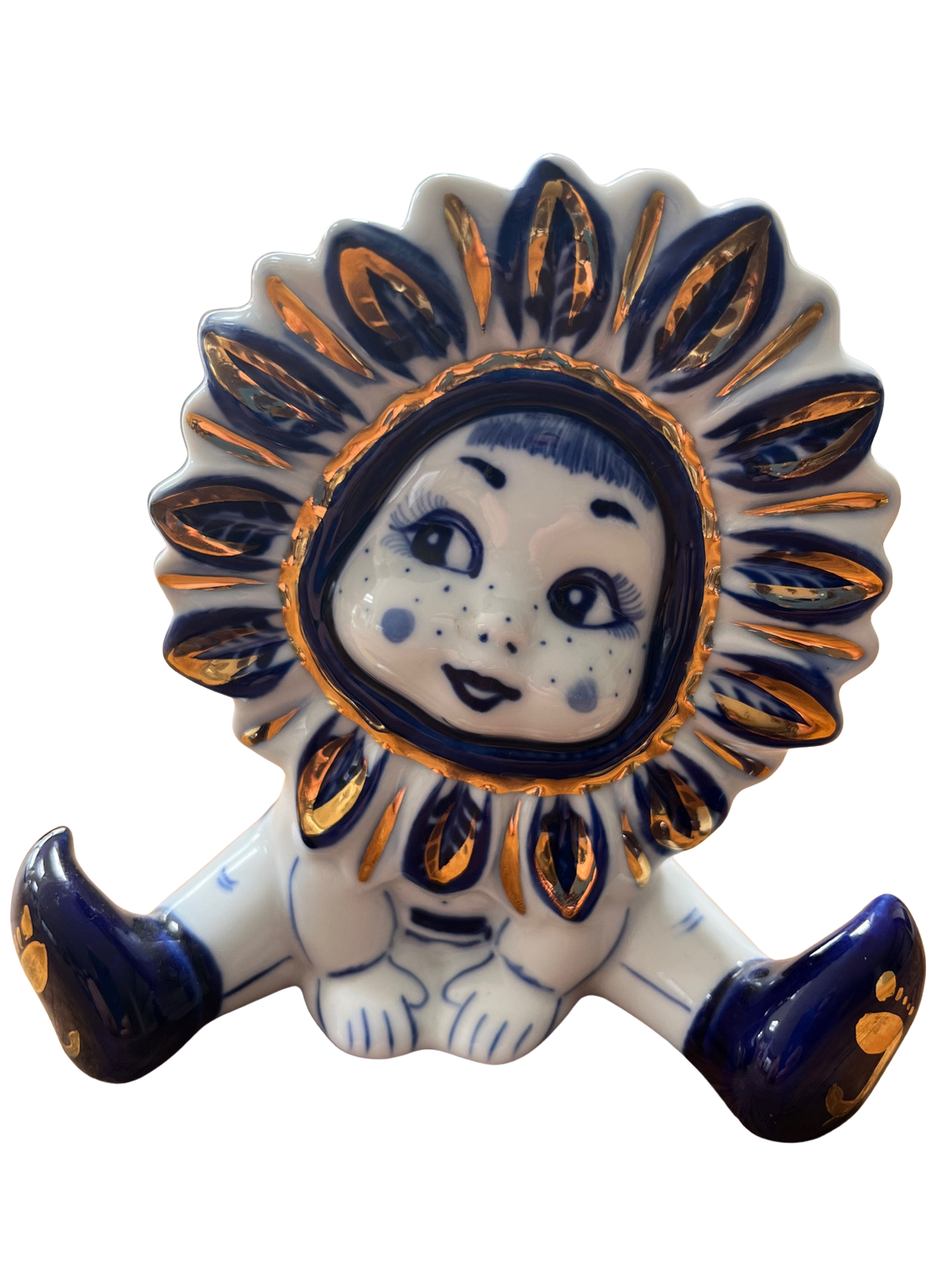 Gzhel Flower Baby Rare Collectable Hand-Painted Porcelain Figurine