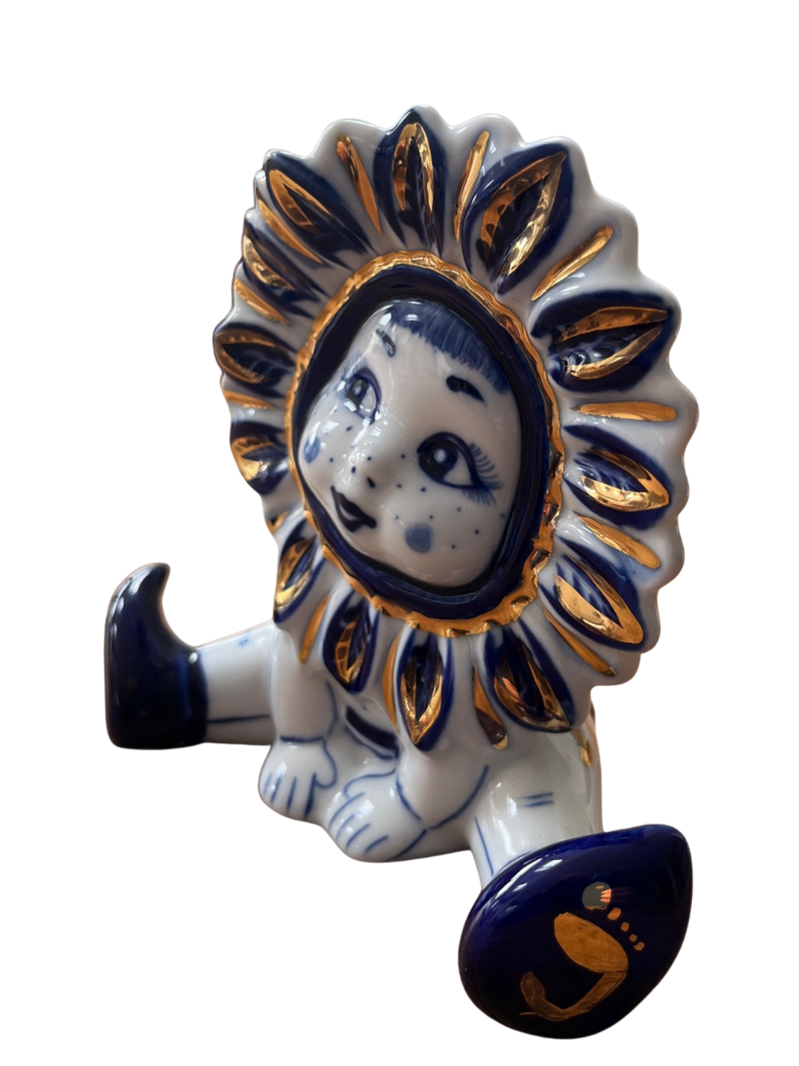 Gzhel Flower Baby Rare Collectable Hand-Painted Porcelain Figurine